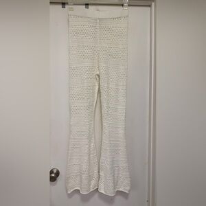 Sincerely Jules Crochet Knit Flare Pants | Cream 100% Cotton - size S - beach